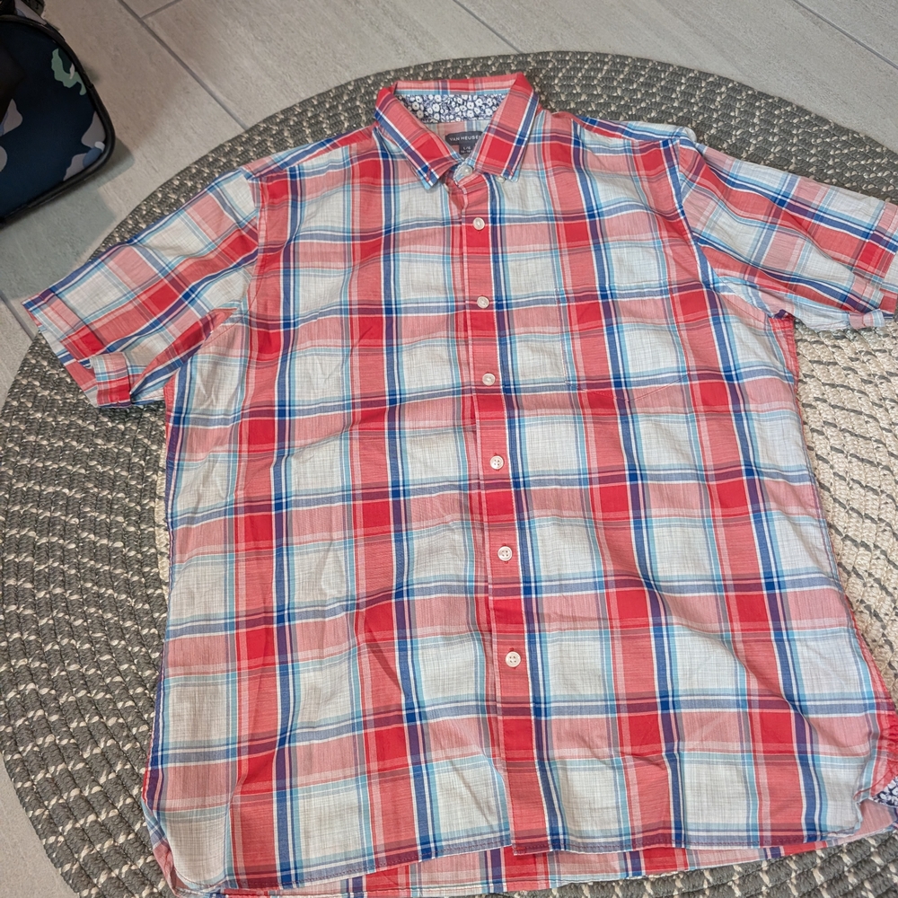 Men's Red and Blue Plaid Shirt